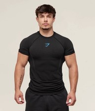 Gymshark Onyx Black/Onyx Grey V5 5.0 Seamless TShirt Black/Blue Size M