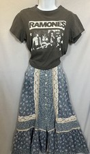 Jessica's Gunnies VTG prairie skirt floral lace button Hippie boho Coachella XS