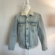 Levi  s Sherpa-Lined Trucker Jacket Light Wash Denim W Sz S Americana Casual