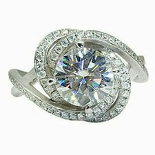 3Ct Round Cut Diamond Lab-Created Engagement Wedding Ring 14K White Gold Finish