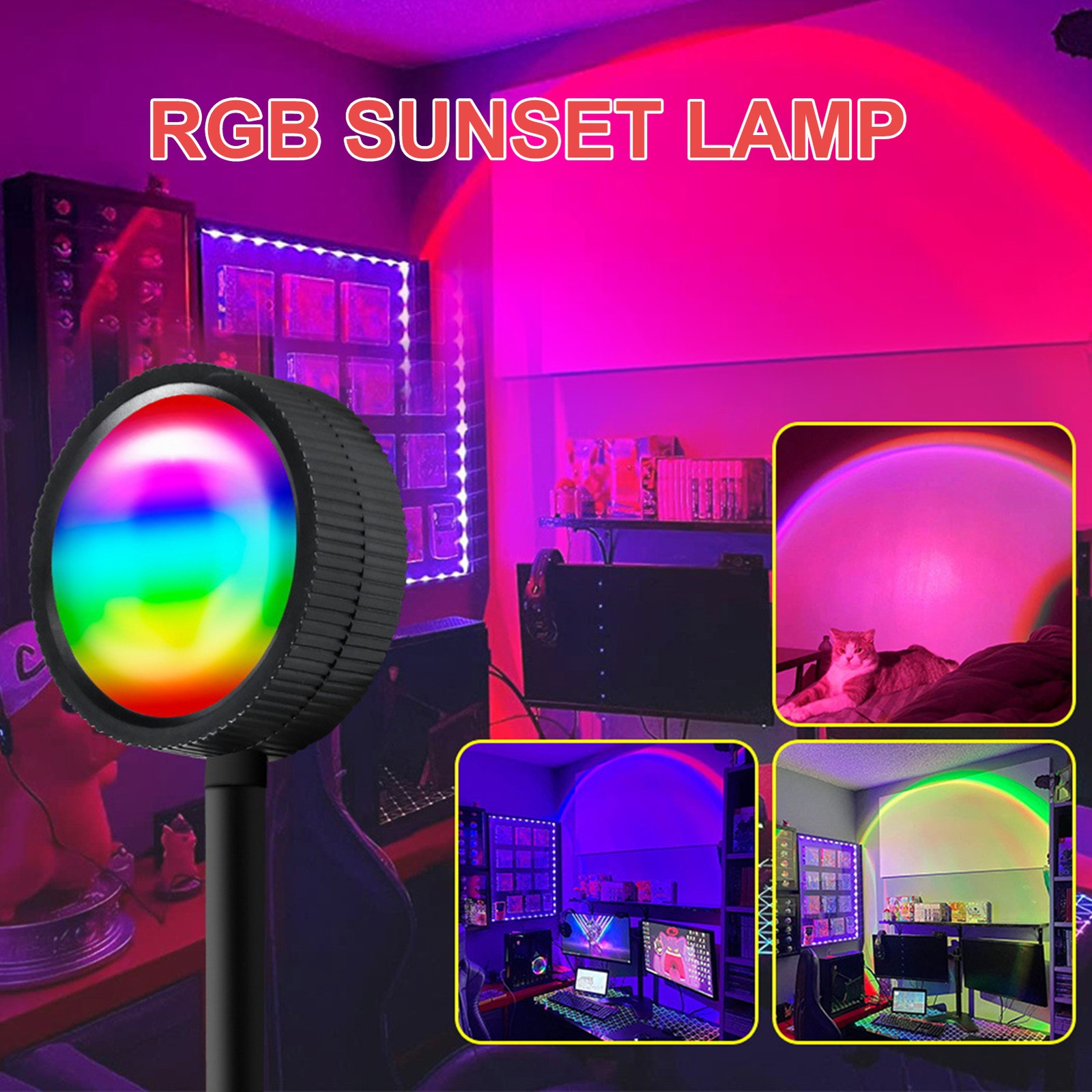 RGB Atmospheres Lamp 360° Adjustable Projection Light USB Ro 2 HG.