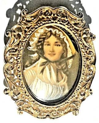 RARE ESTATE PENDANT/PIN~750/18K*ITALY*Old World*3-D ReverseGLASS HandPaint~10.2g