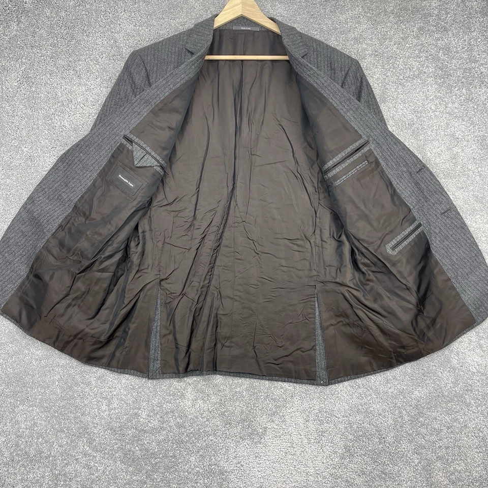 Blazer Ermenegildo Zegna Para Hombres 46R EE. UU. 56R UE Gris Rayas Abrigo de Lana Hecho en Italia Foto 3 de 4