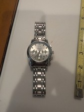 OLEVS Men Luxury Large Silver Face Waterproof Watch Chronographic Works Great!