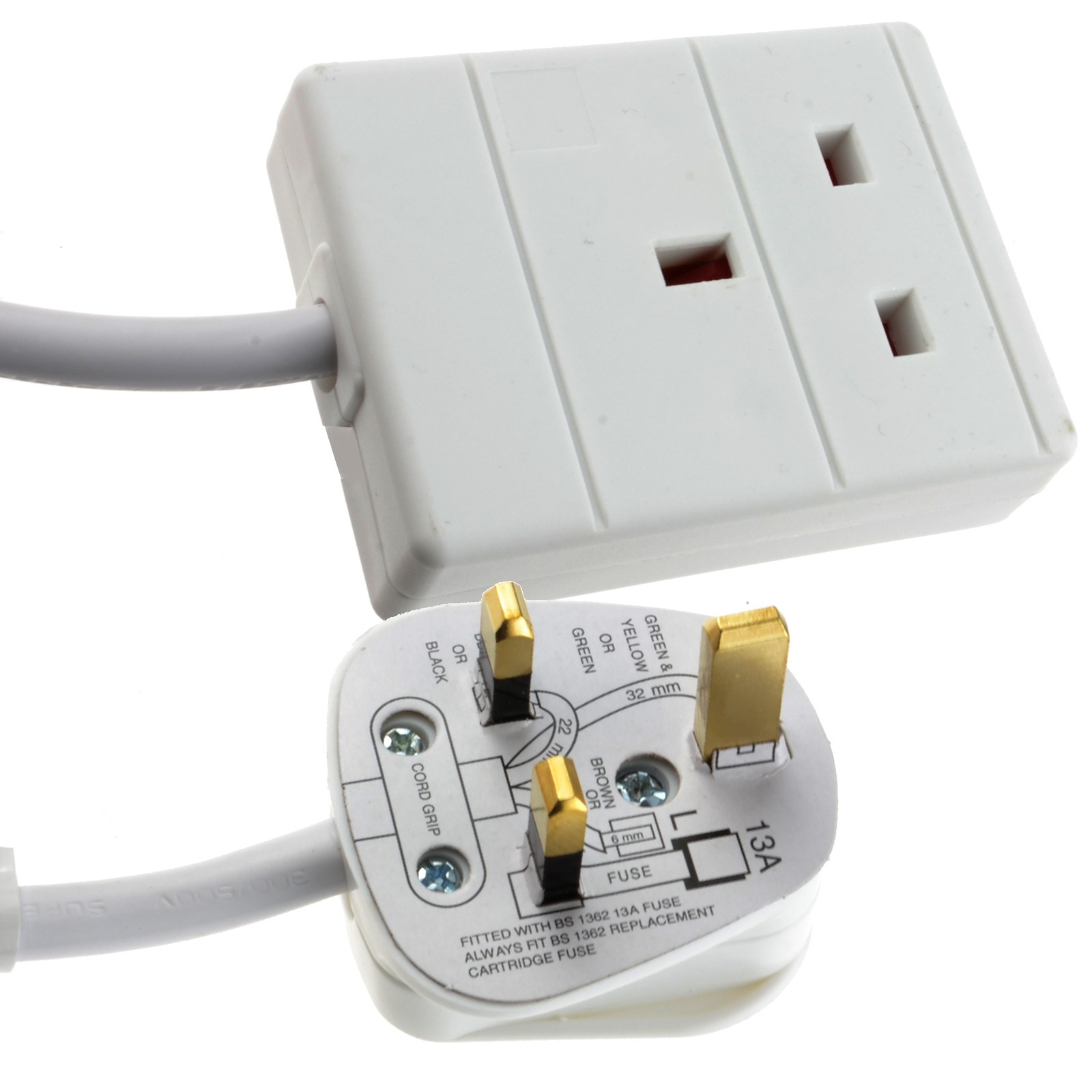 PRO ELEC - Extension Lead, 1 Socket, 0.5 Metres (White) | Perfect for adding convenient power close to your equipment without unnecessary cable clutter. - Image 2