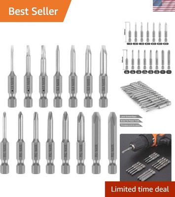 Versatile 15-Piece Slotted Phillips Triangle Screwdriver Bit Set - 1/4 Inch