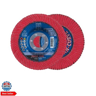 POLIFAN- Curve Radial Type Flap Disc - 4-1/2'' x 7/8'', 60 Grit Zirconia, White...