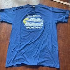 Vintage Boeing 737 757 Airplane T Shirt Large Distressed S/S