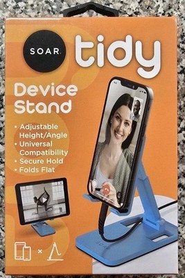  SOAR Tidy DEVICE STAND. NEW. Universal Adjustable Secure And Folds FLAT. Blue