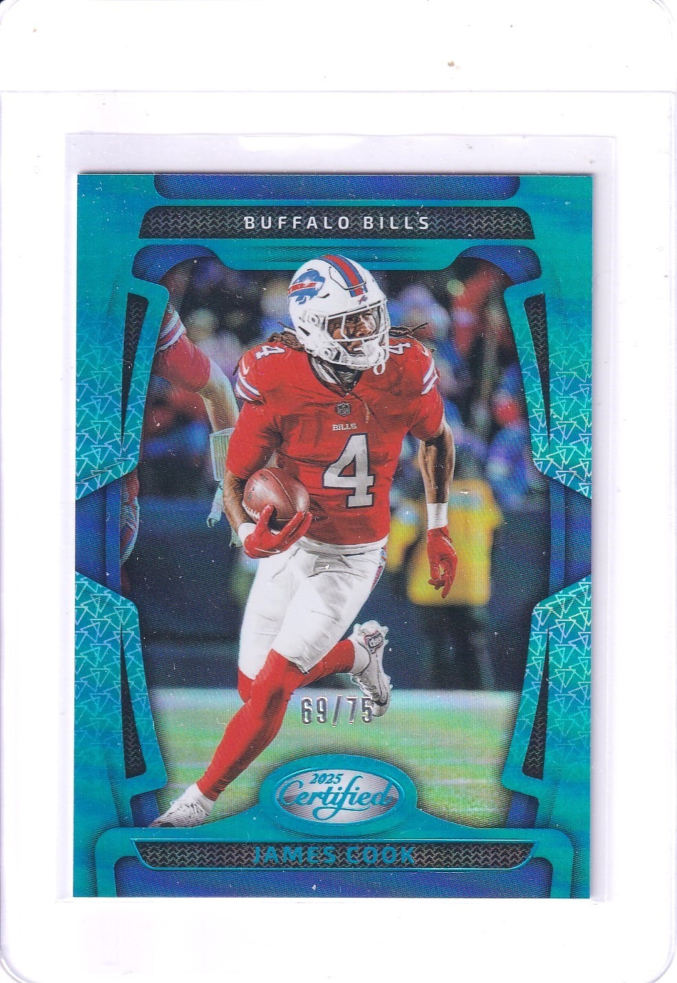 2025 Certified JAMES COOK #11 Mirror TEAL /75 Bills