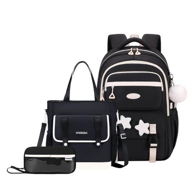 3Pcs Black Backpack for Girls, Teen Girls Backpack Set with Tote Ba... Fast Ship