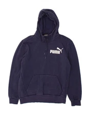 PUMA Mens Graphic Hoodie Jumper Medium Navy Blue Cotton MV02