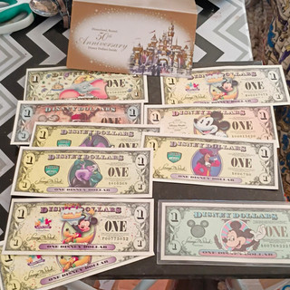 Disney Disneyland 50th Anniversary Disney Dollars Folder w/ Mickey $1