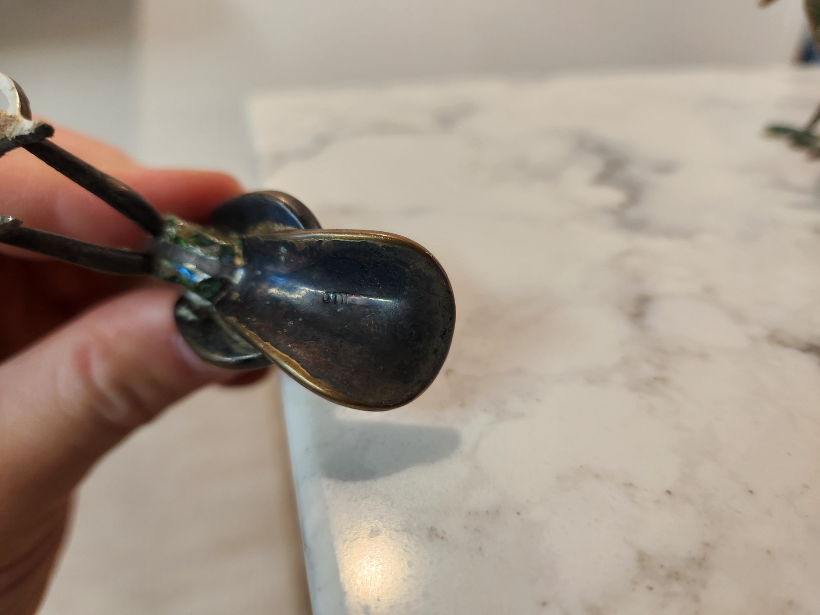 Vintage Los Castillo Mexican Bird Silver Malachite Roadrunner Figure