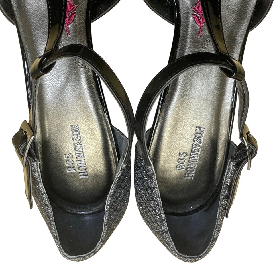 Vestido para mujer Ros Hommerson negro diamante Heidi correa en T tacones talla 9,5N Foto 4 de 4