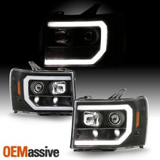 For 07-13 Gmc Sierra 1500 2500hd Led Tube Projector Headlights Black Edition