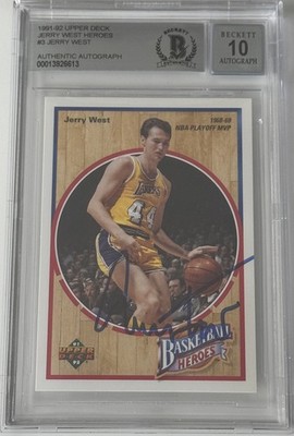 Jerry West 1991-92 Upper Deck Basketball Heroes Signed | Beckett 10