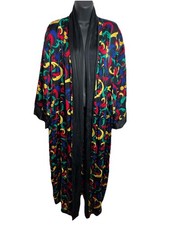 Vintage La Mouette Silk Robe Multicolor Size Large