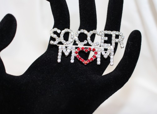 Beautiful Rhinestone Soccer Mom Fashion Brooch Sports Mom Proud Mom
