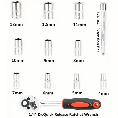12Pcs/Set with Quick Release Handle Torque Ratchet Wrench Quick Wrench Spanner - Photo 3/12