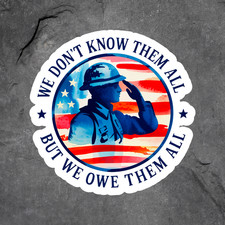 Military Salute Sticker Vinyl Decal Patriotic Soldier We Owe Them All Usa Flag Military Salute Sticker Vinyl Decal Patriotic Soldier We Owe Them All Usa Flag