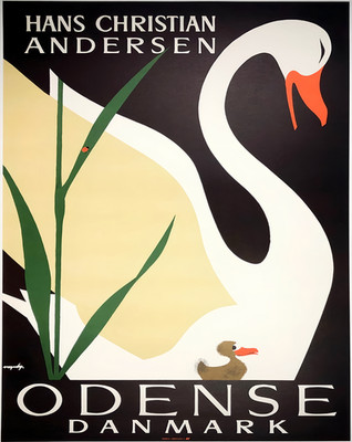 Hans Christian Andersen Poster Odense Schwan Wandbild - 12X16/16X20/18X24/24X36