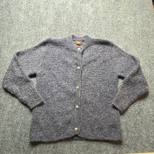 Vintage Alps Mohair Blend Cardigan Sweater Purple Blue Floral Buttons USA Made L
