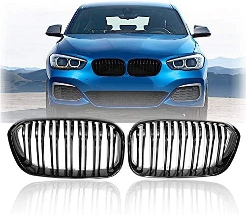 Para BMW Serie 1 F20 F21 a partir de 2015 2x riñones parrilla radiador NEGRO BRILLANTE doble puente - Imagen 7 de 17