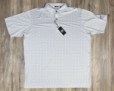 FootJoy Vintage Floral Golf Polo Icewater Periwinkle Mojave Resort Mens 2XL NEW