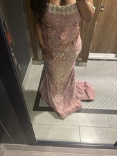 Luxury Pink Prom Dress Beaded Mermaid Style Formal Gown