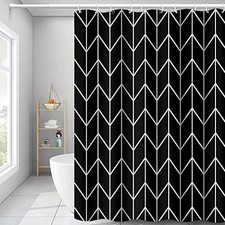 Pattern Bathroom Shower Curtain 60"W x 72"L Pack of 1 Black and White