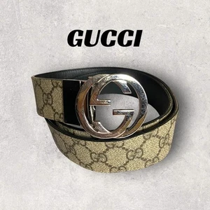 Gucci Ceinture imbriquée Supreme GG PVC x cuir 90/36 beige OCCASION sans boîte