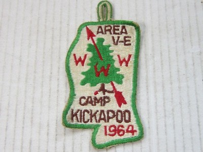 Vtg BSA WWW Camp Kickapoo Area V-E Boy Scout PATCH