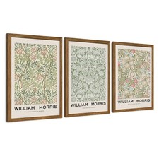 JLTULT 3 Piece Wood Frames Vintage Floral Canvas Wall Art, William Morris Flo...