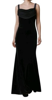 VTG 90s Onyx Nite Sz 14 Womens Black Velvet Whimsigoth Formal Maxi Slip Dress 