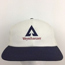 Vtg Weyerhaeuser Paper Cap Spell Out Tree Logo Strap Baseball Trucker Dad Hat