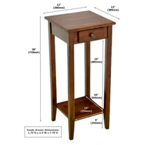 Table Wood Solid Drawers Drawer Acacia Console End Storage Side Shelf Accent New