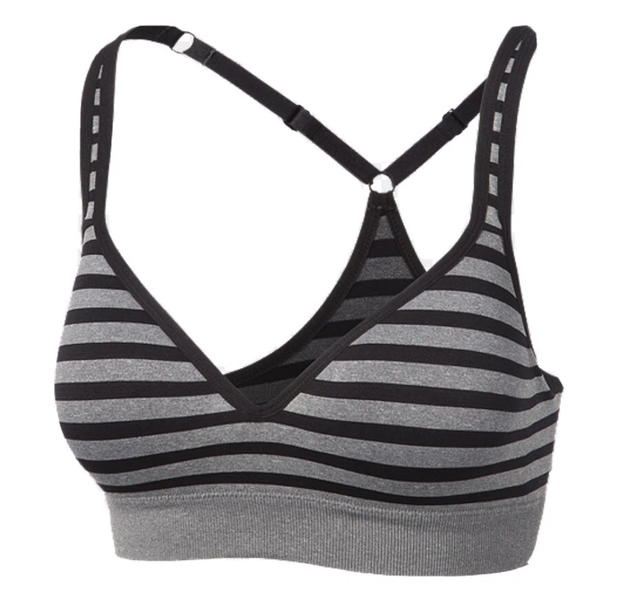 Sujetador deportivo Jockey copa moldeada rayas negro profundo estilo #8558 NUEVO Foto 2 de 3