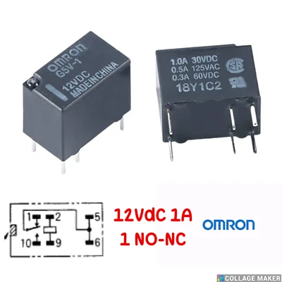 Relè OMRON 12Vdc 1a 1 scambio spdt nc no G5V1 12DC