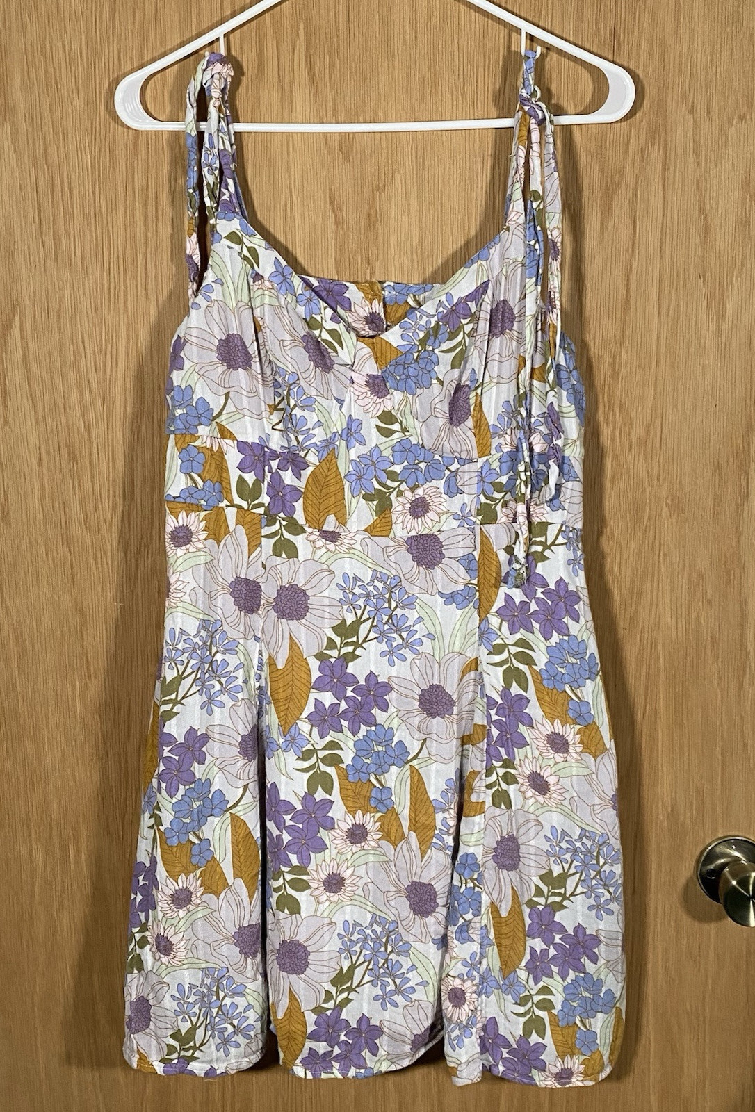 American Eagle Babydoll Mini Dress Floral Boho Coquette Skater Festival Sz Lg
