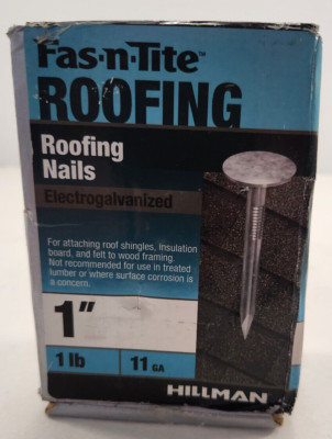 Hillman - 461455 - Fas-n-Tite Electrogalvanized Roofing Nails - 1'' - 1lb - 11 ga