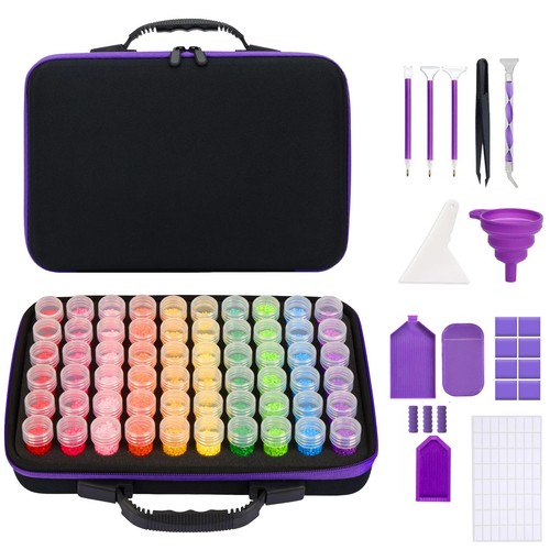 60 Slot Diamond Painting Storage Box Embroidery DIY Nail Art Beads Tool Kit Case - Picture 18 of 18