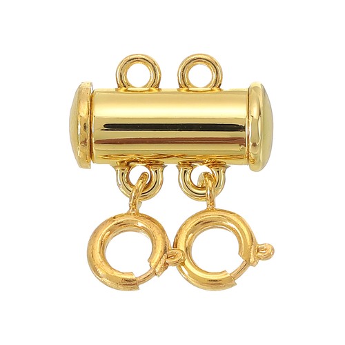 Layering Necklace Clasp 2 Strands Slide Magnetic Tube Lock Clasp, Gold
