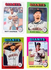 2024 Topps Heritage Giants Lot (4) Luciano RC Doval /699 Chapman SP Snell