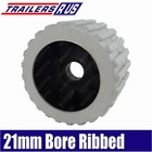 4" Boat Trailer Wobble Roller Ribbed 21mm Bore 3" Wide Grey Boat Jet Ski Trailer