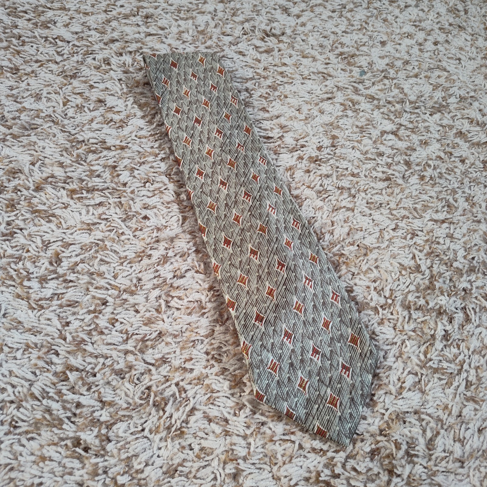 Robert Talbott Dark Gold Diamond Pattern Silk Han… - image 1