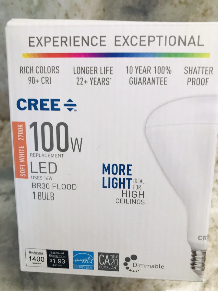 Cree 100W Equivalent Daylight (5000)BR30 Dimmable Light Quality LED Light bulb- - Image 3 of 4