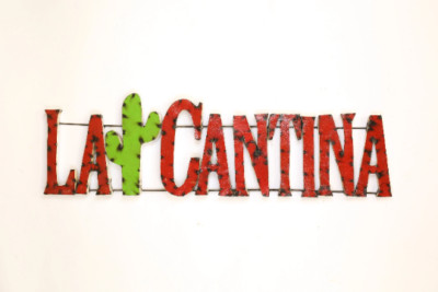 La Cantina Cactus Recycled Metal Sign-43Wx14Hx2D in.-Art-Garden-Metal-Man Cave