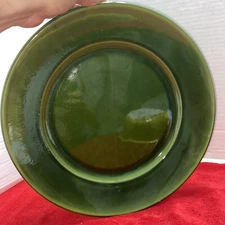 Hand Painted Italian  Plate Solid Green Italy