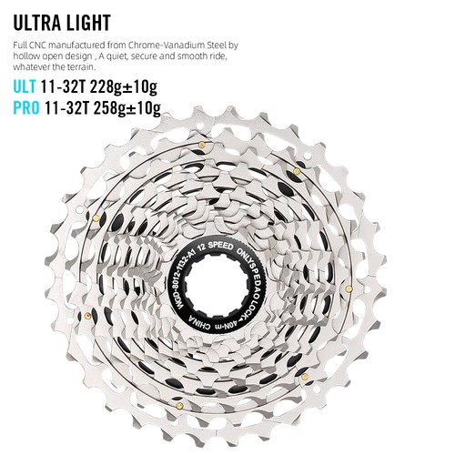 12 Speed 11-32T Road Bike Cassette Road Bicycle Freewheel 12s Chain For HG - Foto 14 di 29